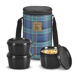 Milton Lofty Lunch Box 3 Stainless Steel Containers Navy Blue