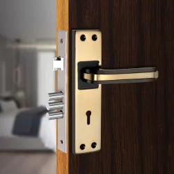 Milton Iron MHI-Liner Black.Gold 7 Inch Iron Mortise Lock Set with Lock Handle,Finish, Black Gold 175 mm x 40 mm Plate, 