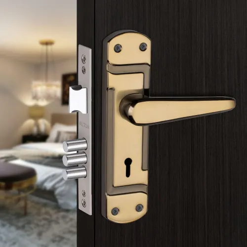 Image of Milton MHI-Trishul Iron Mortise Lock Set (Black Gold)