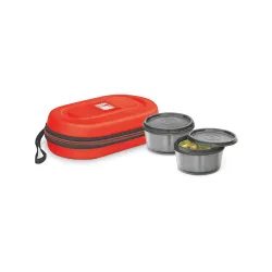 Milton Nutri Stainless Steel Insulated Tiffin Set, 320ml, Set of 2, Red