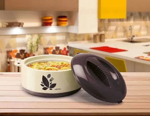 Image of MILTON Orchid 1500 Inner Stainless Steel Serving Casserole with Lid Cook and Serve Casserole (1260 ml)