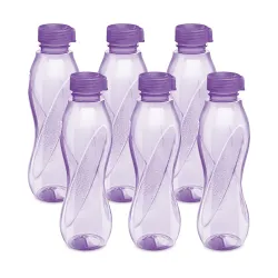 MILTON Oscar Plastic Water Bottles 1L (Pack of 6, Purple)