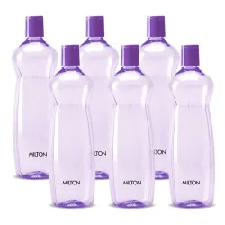MILTON Pacific 1000 Water Bottle 1 Litre each, set of 6, Purple I PET Food Grade I BPA Free, Leak Proof I Wide Mouth, Ea