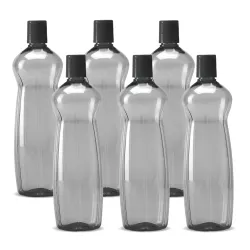 MILTON Pacific Pack of 6 Water Bottles, 1 Litre Each, Reusable Plastic Fridge Bottle Set, BPA Free and Leak Proof Bottle