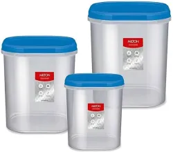 MILTON Plastic Grocery Container - 6 L, 8 L, 12 L (Pack of 3, Blue)