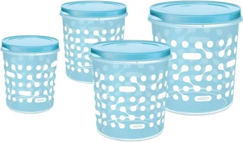 Image of MILTON Plastic Grocery Container - 1000 ml, 3000 ml, 5000 ml, 2000 ml (Pack of 4, Blue)
