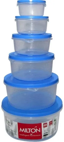 Image of MILTON Plastic Utility Container - 3000 ml, 2000 ml, 1000 ml, 600 ml, 400 ml, 200 ml (Pack of 6, Clear)