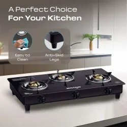 MILTON Premium Pro 3 Burner Auto Ignition Gas Stove