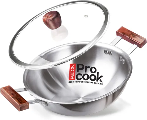 Image of MILTON Pro cook Triply Hexa Tech Induction with Glass Lid & Wooden Handle,28 cm