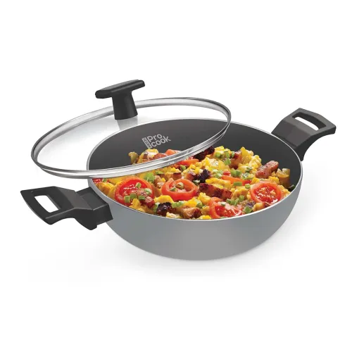 Image of Milton Procook Black Pearl Aluminium Kadhai (2.1 LTR, Glass Lid)