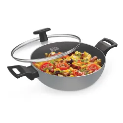 Milton Procook Black Pearl Aluminium Kadhai (2.1 LTR, Glass Lid)