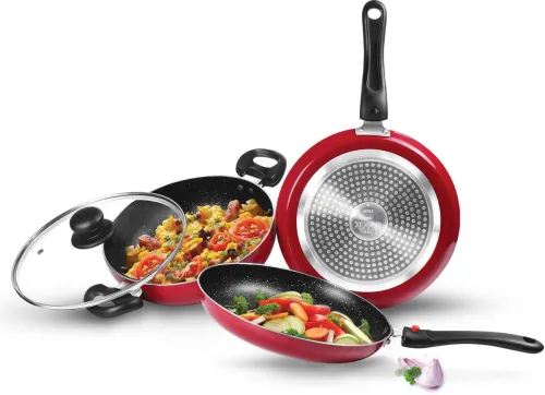 Image of Milton Pro Cook Granito Maroon Cookware Set