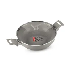 MILTON Pro cook Non-Stick Ceramic Kadhai with Lid 24 cm