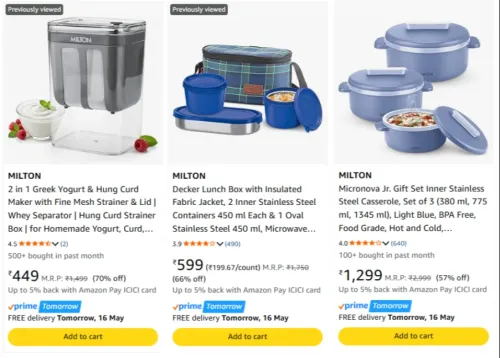 Image of Milton Products upto 70% Discount