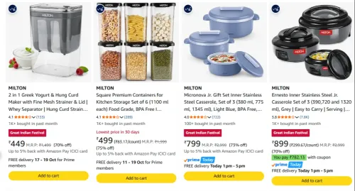 Image of Milton Products upto 75% Discount