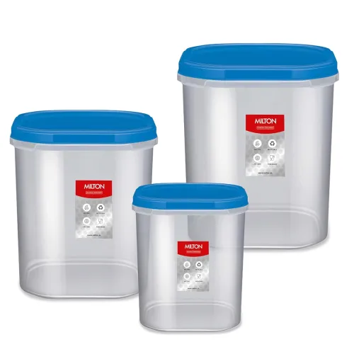 Image of MILTON Quadra Modular Multi-Purpose Plastic Containers with Lid, Set of 3 (6L, 8L, 12L) Kitchen Storage Container Set fo