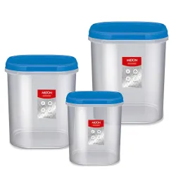 MILTON Quadra Modular Multi-Purpose Plastic Containers with Lid, Set of 3 (6L, 8L, 12L) Kitchen Storage Container Set fo