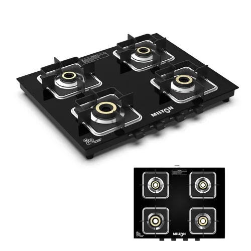 Image of Milton Slimline 4 Burners Gas Stove 8mm Toughened Glass Top