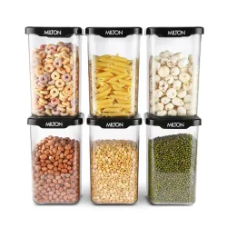 MILTON Square Premium Containers for Kitchen Storage Set of 6 