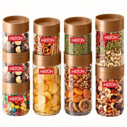 MILTON Stack IT Airtight Kitchen Jars Set of 9 I Food Grade Plastic Kitchen Storage and Containers I Transparent, Stacka