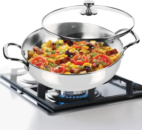 Image of MILTON Stainless Steel Kadhai with Glass Lid – 1 Pc