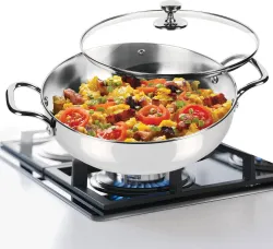 MILTON Stainless Steel Kadhai with Glass Lid – 1 Pc