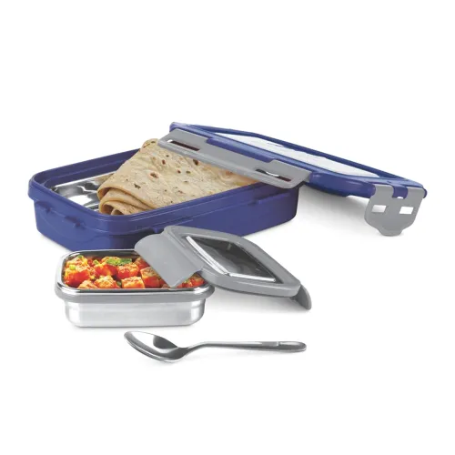 Image of MILTON Steely Kids Lunch Box – 500ml + 175ml, Blue