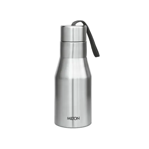 Image of MILTON Super 500 Stainless Steel Water Bottle 475 ml, Single Walled, ISI Certified I Leak Proof Lid, Rust Proof I For Sc