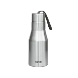 MILTON Super 500 Stainless Steel Water Bottle 475 ml, Single Walled, ISI Certified I Leak Proof Lid, Rust Proof I For Sc