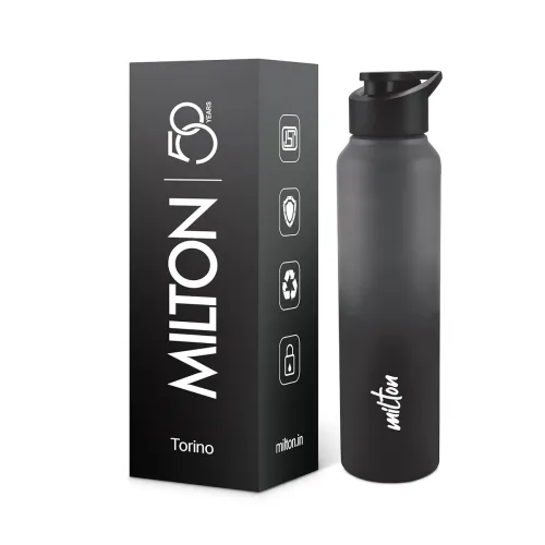 Image of MILTON Torino 1000 Stainless Steel Water Bottle, Leakproof Lid, Single Walled, ISI Certified I For School, Office, Gym I