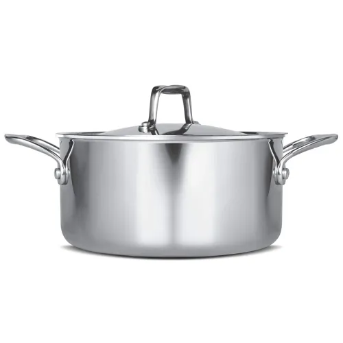 Image of MILTON Pro cook Triply Stainless-Steel Casserole Handi /Stock Pot/Biryani Pot with Lid 20 cm, 3 Litre, Cook-N-Serve Bowl
