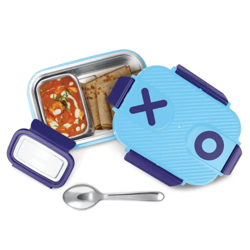 Image of MILTON Wondermeal Big I Inner Steel, PU Insulated 680 ml I Leak Proof with Side Lock I Tiffin Box for School I Blue