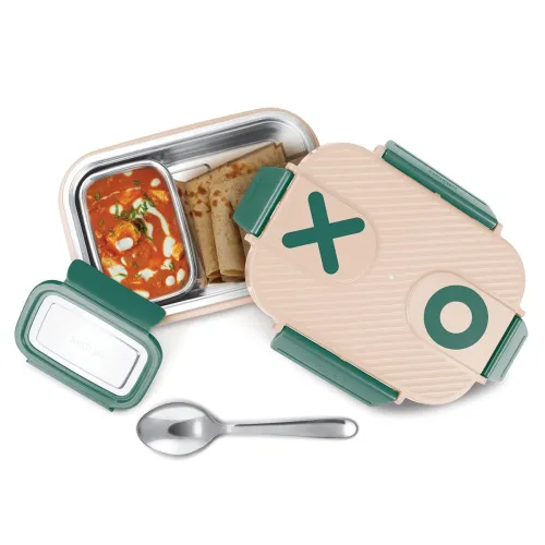 Image of MILTON Wondermeal Big I Inner Steel, PU Insulated 680 ml I Leak Proof with Side Lock I Tiffin Box for School I Beige