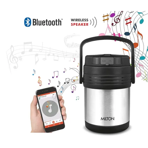 Image of Milton Woofer 3 Thermosteel Wireless Bluetooth Speaker Tiffin (3 Containers) Steel Plain