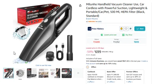 Image of Milunho Handheld Vacuum Cleaner 