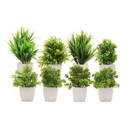 MIMICROPS Artificial Plants with Pot 8 Pack