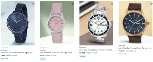 Image of Min. 70% off on Maxima Wrist Watches 