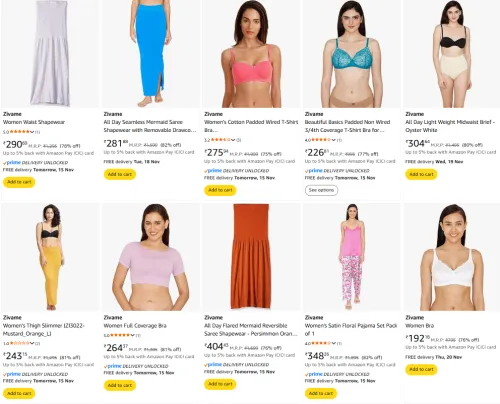 Image of Min. 75% off on Zivame women's wear 