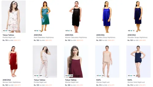 Image of Min. 80% off on Womens Nightwear starts @ ₹119 