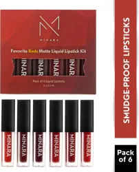 MINARA Matte Liquid Lipstick Pack of 6 (Red, 15ml)
