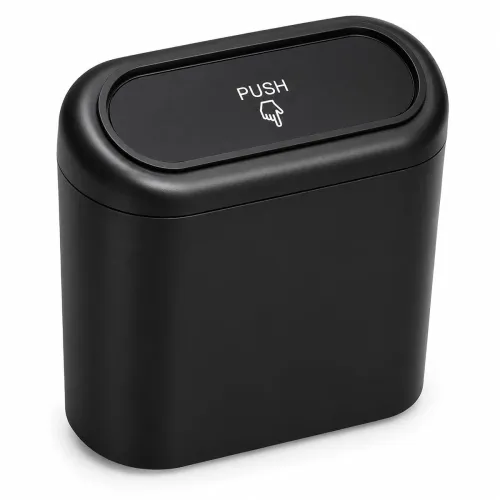 Image of Mini Car Trash Bin with Lid, Hanging Vehicle Dustbin with Back Clip