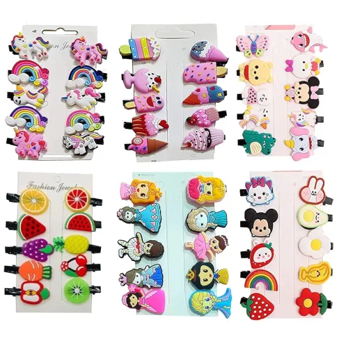 Image of Mini Emoji Cartoon Hair Clips for Girls
