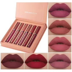 Mini Matte Liquid Lipstick Set – 6 Nude, Red, Brown & Velvet Shades – Waterproof, Long Lasting, Non-Transfer Lip Gloss Lipstick Combo Set For Dusky & Fair Skin Tone - Compact 3.5ml Beauty Ki...