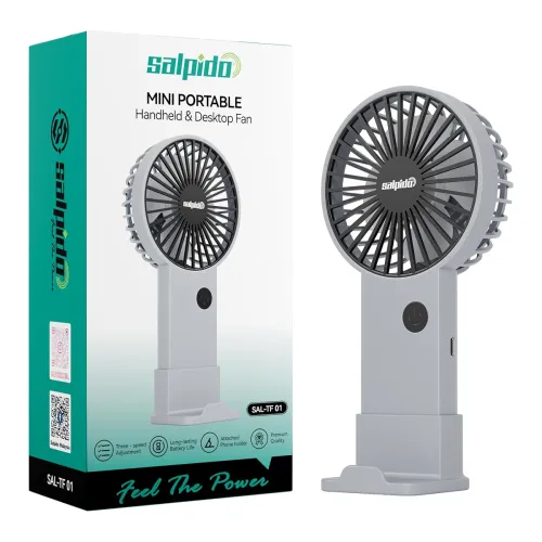 Image of Mini Portable Handheld & Desktop Fan with Phone Holder