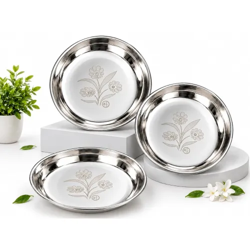 Image of Mini Stainless Steel Halwa Dessert Plate Set