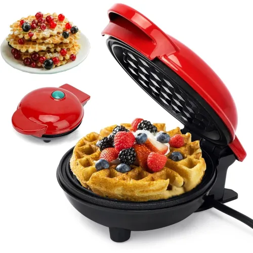 Image of Mini Waffle Maker Machine 3 In 1 For Home Kitchen Appliances For Home Kitchen Items Gift 