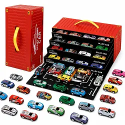 MiniExplorer 48 Pcs Pull Back Cars Set for Kids | Racing Toy Cars Bulk Pack with Storage Container & Play Mat | Mini Alloy Vehicle Set for Boys & Girls 3-8 Years | Return Gifts, Party Favors