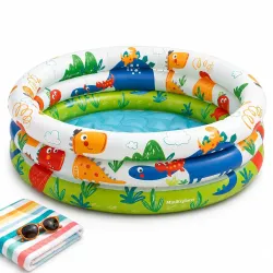 MiniExplorer Dino Buddies 3-Ring Inflatable Kiddie Pool for Kids