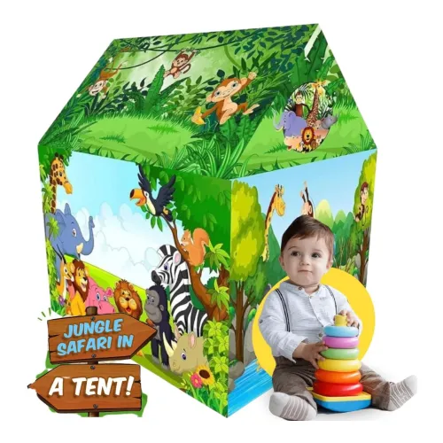 Image of MiniExplorer Foldable Indian Jungle Safari Animals Tent House for Kids