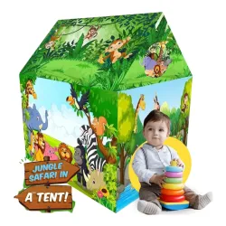 MiniExplorer Foldable Indian Jungle Safari Animals Tent House for Kids